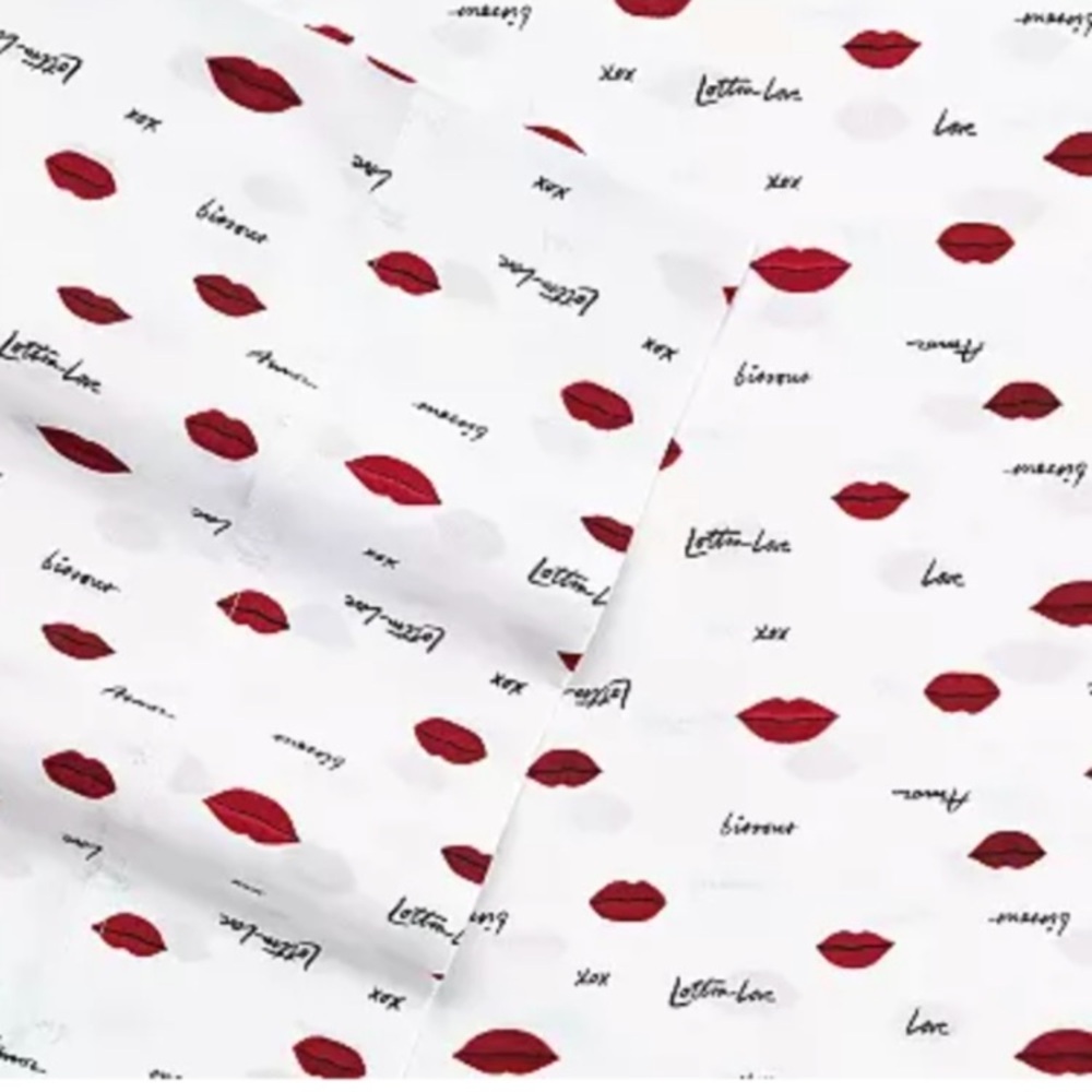 Betsey Johnson Pink and Red Lip Print Fabric